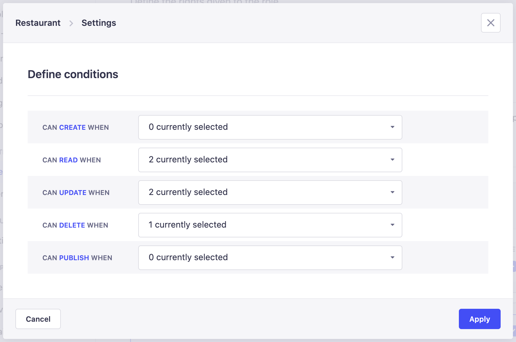 Custom conditions